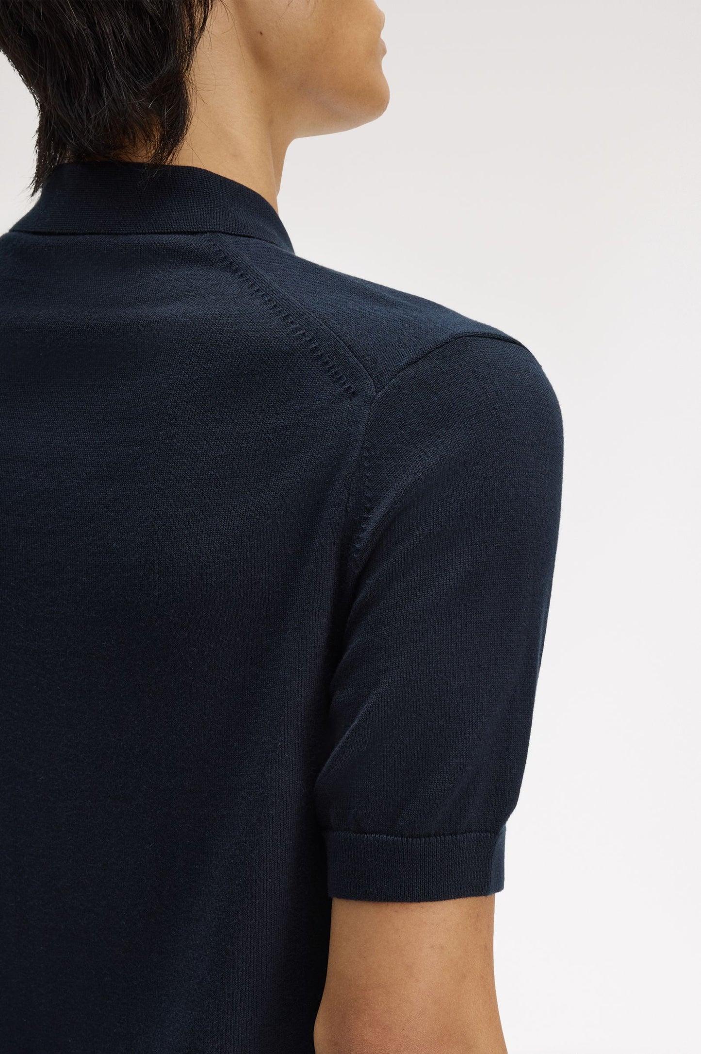 Fred Perry Long Staple Cotton Knitted Shirt Navy