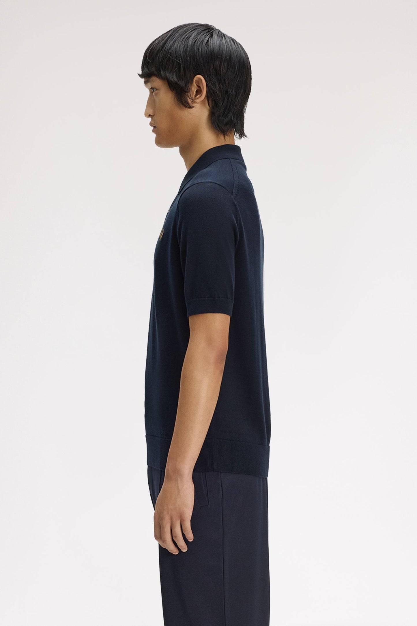 Fred Perry Long Staple Cotton Knitted Shirt Navy