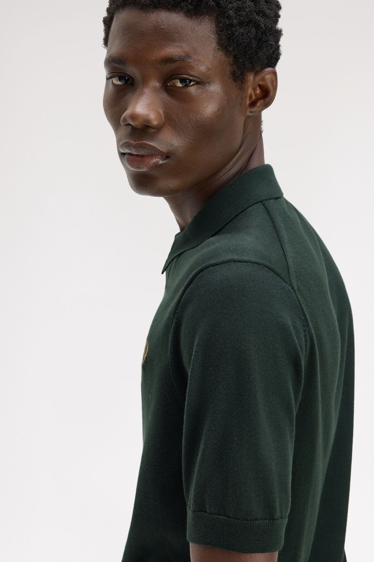 Fred Perry Cotton Knitted Shirt Night Green