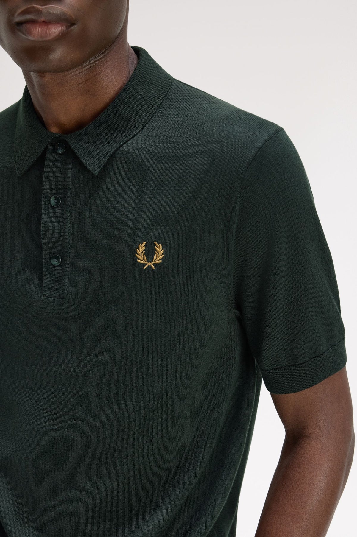 Fred Perry Cotton Knitted Shirt Night Green