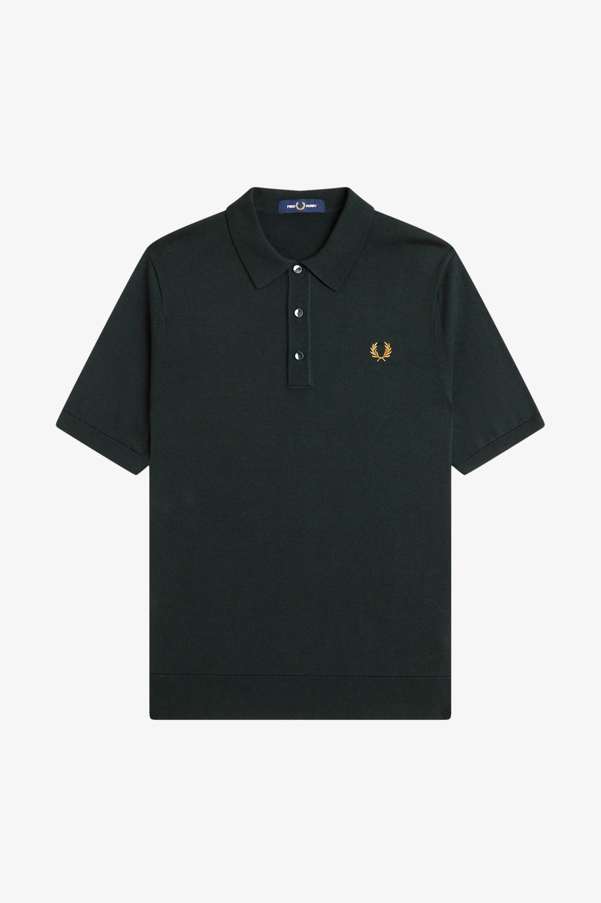 Fred Perry Cotton Knitted Shirt Night Green