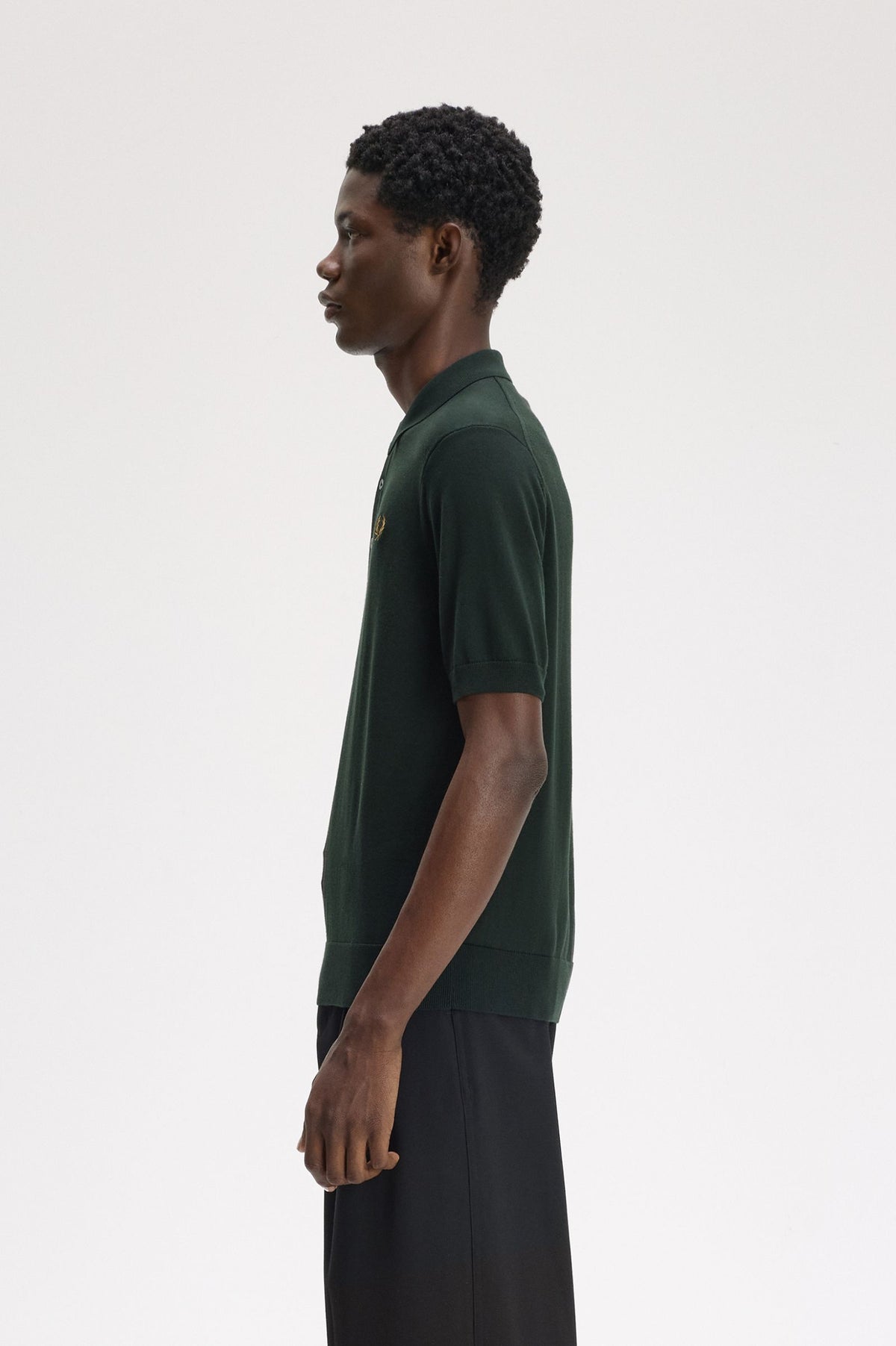 Fred Perry Cotton Knitted Shirt Night Green