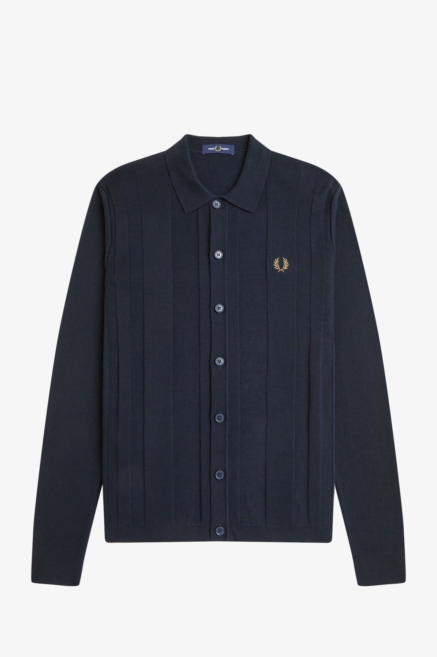 Fred Perry Button Through Knitted Shirt Navy