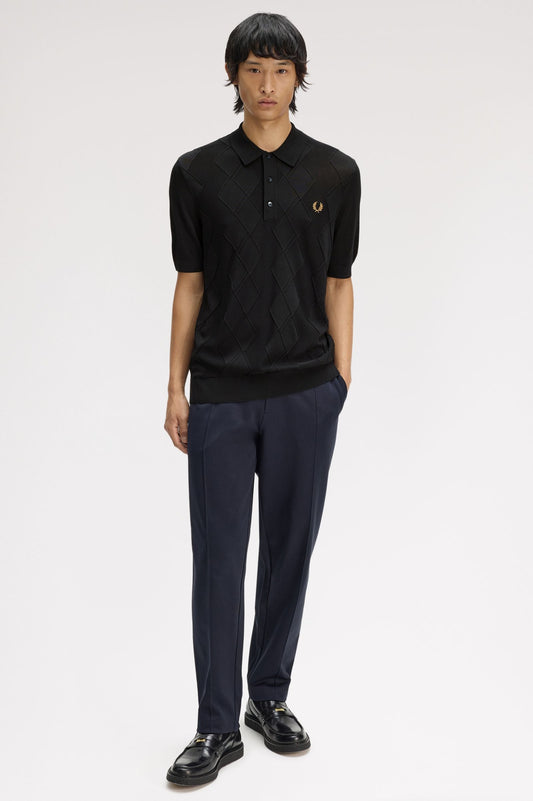 Fred Perry Cable Knitted Shirt Black