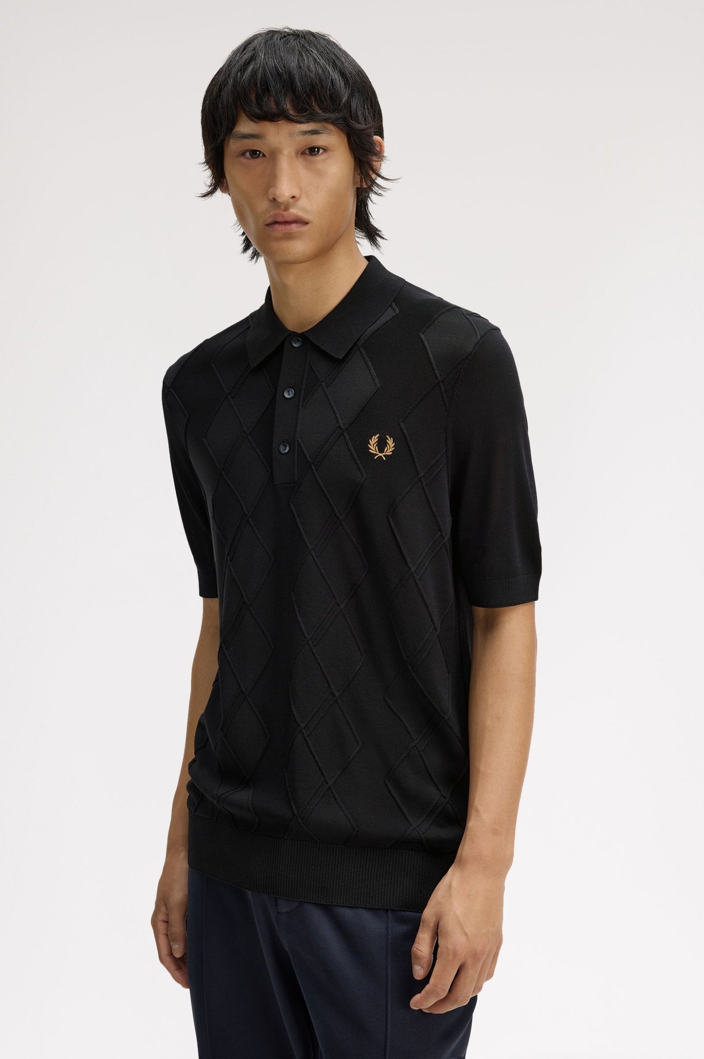 Fred Perry Cable Knitted Shirt Black