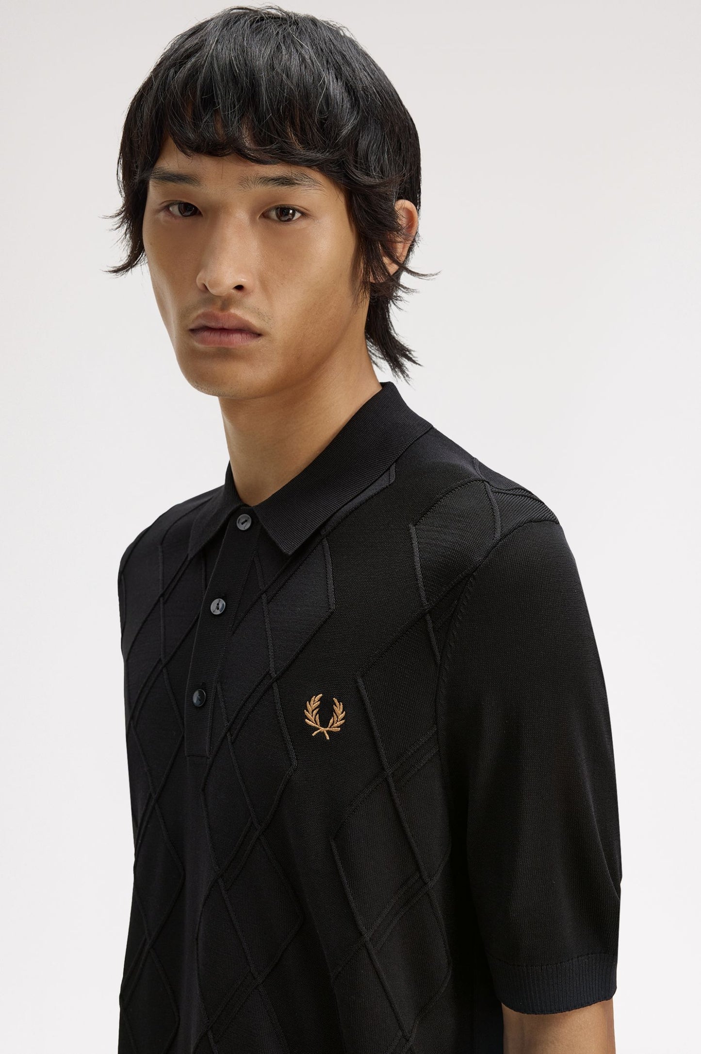 Fred Perry Cable Knitted Shirt Black