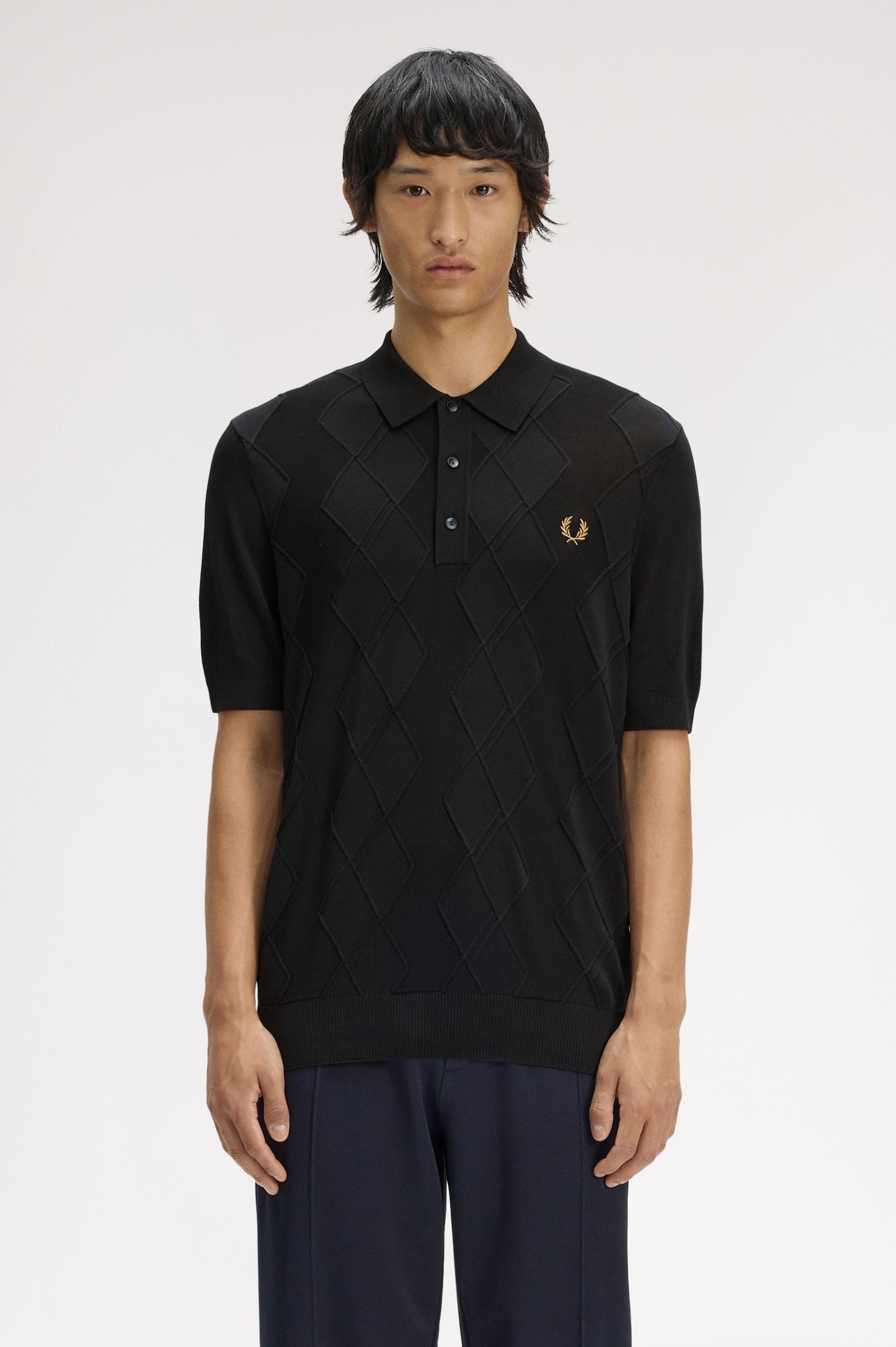 Fred Perry Cable Knitted Shirt Black