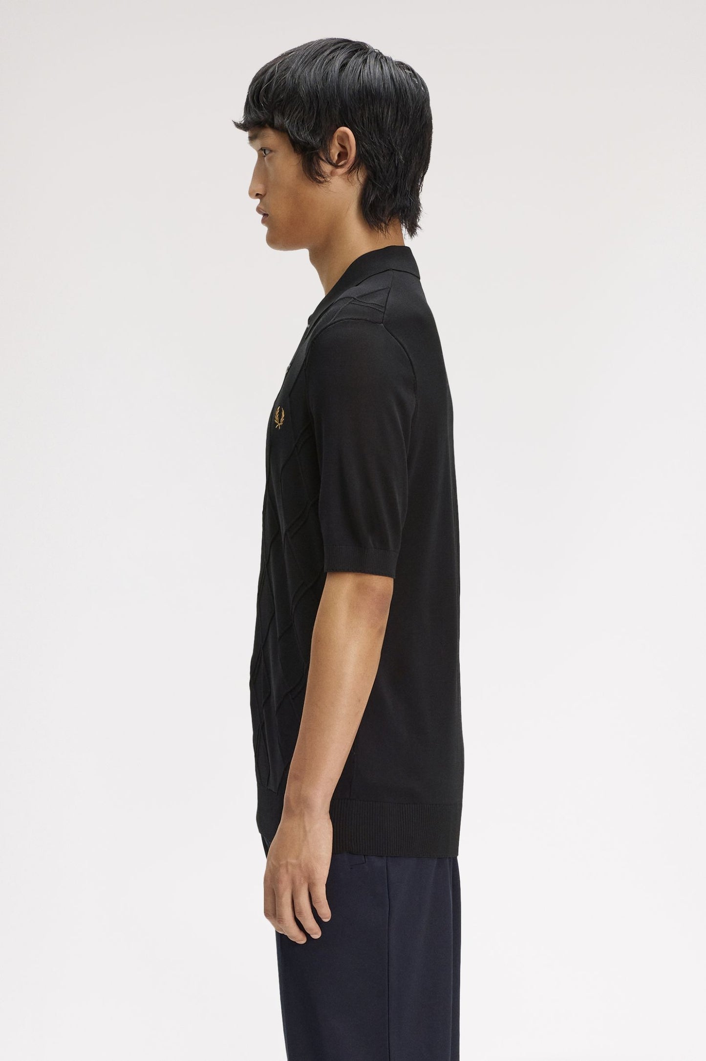 Fred Perry Cable Knitted Shirt Black