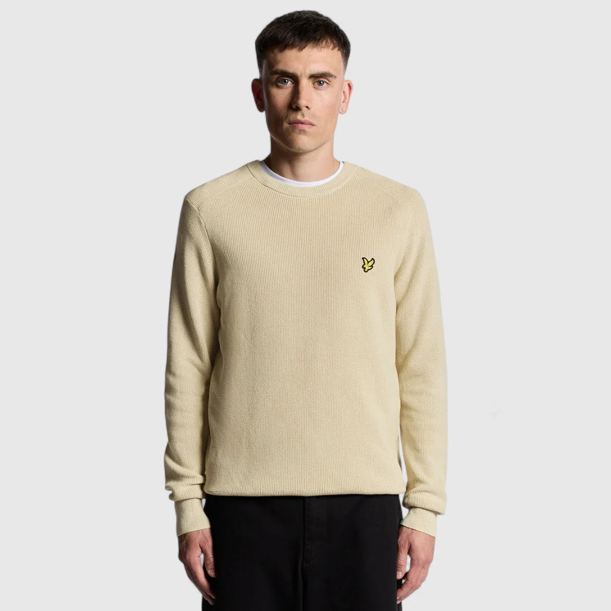 Lyle & Scott ribbed crew neck sweater Grey Taupe