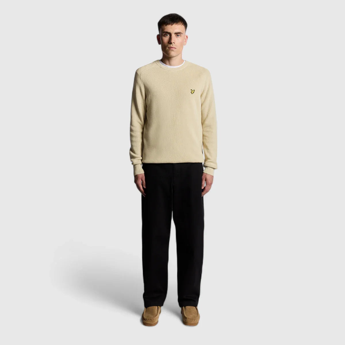 Lyle & Scott ribbed crew neck sweater Grey Taupe