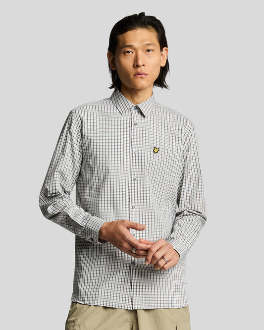 Lyle & Scott CHECKED GINGHAM SHIRT Gun metal / White