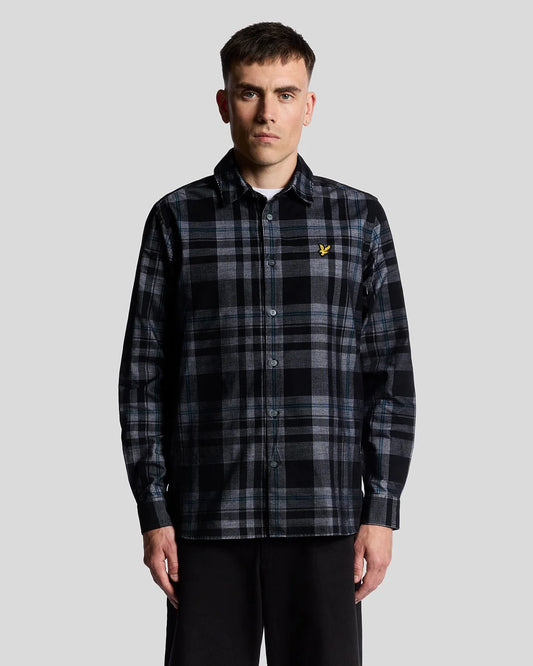 Lyle & Scott Tartan Check Corduroy Shirt Black/White