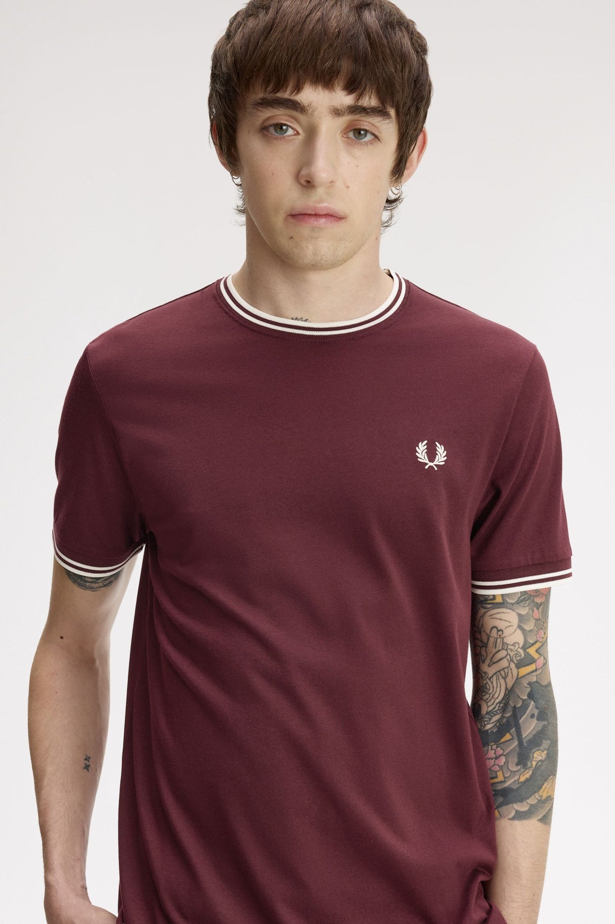 Fred Perry Twin Tipped T-Shirt Oxblood / Ecru