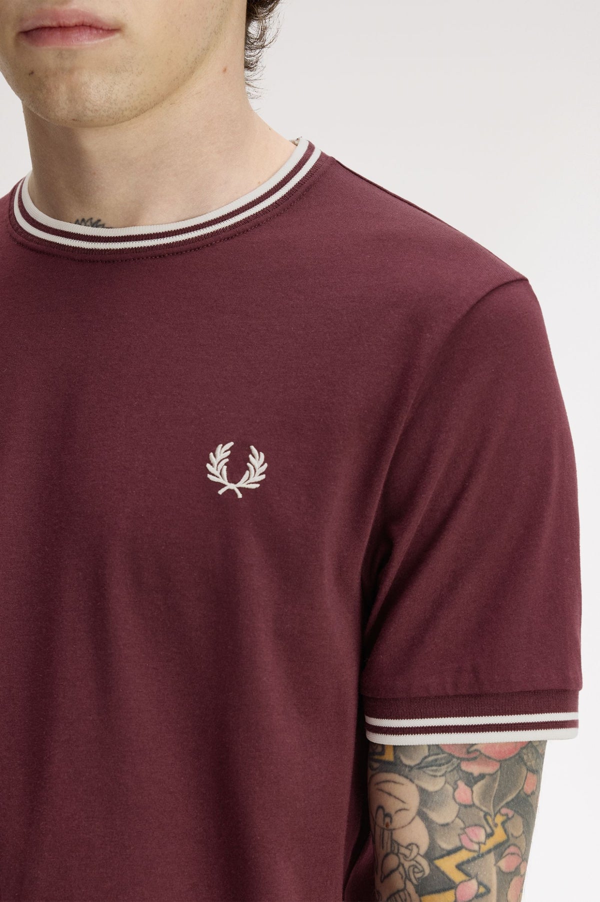 Fred Perry Twin Tipped T-Shirt Oxblood / Ecru