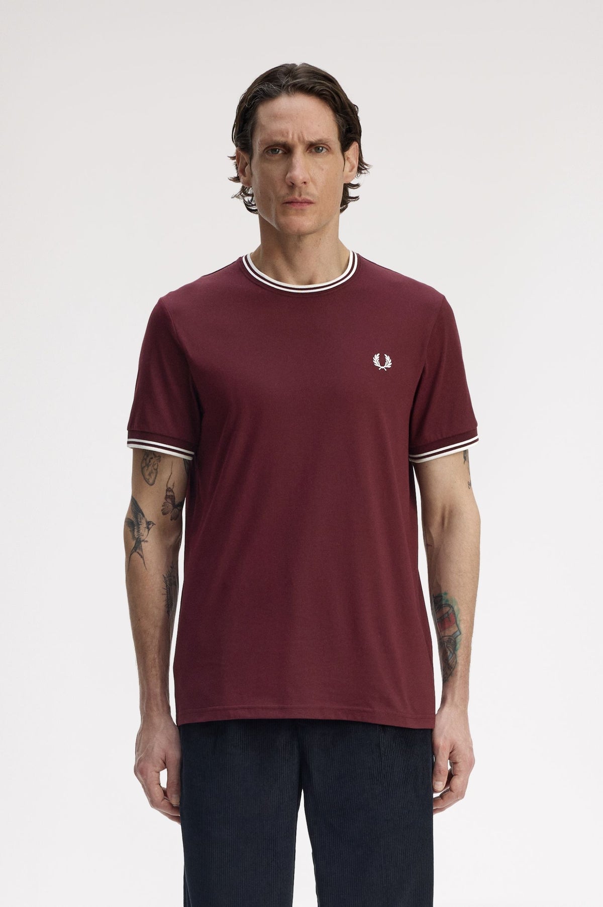 Fred Perry Twin Tipped T-Shirt Oxblood / Ecru