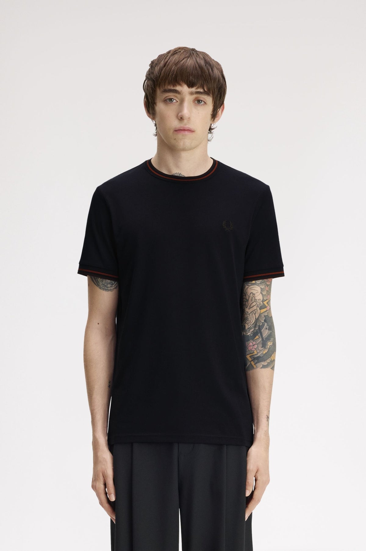 Fred Perry Twin Tipped T-Shirt Navy / Brandy / Rich Brown