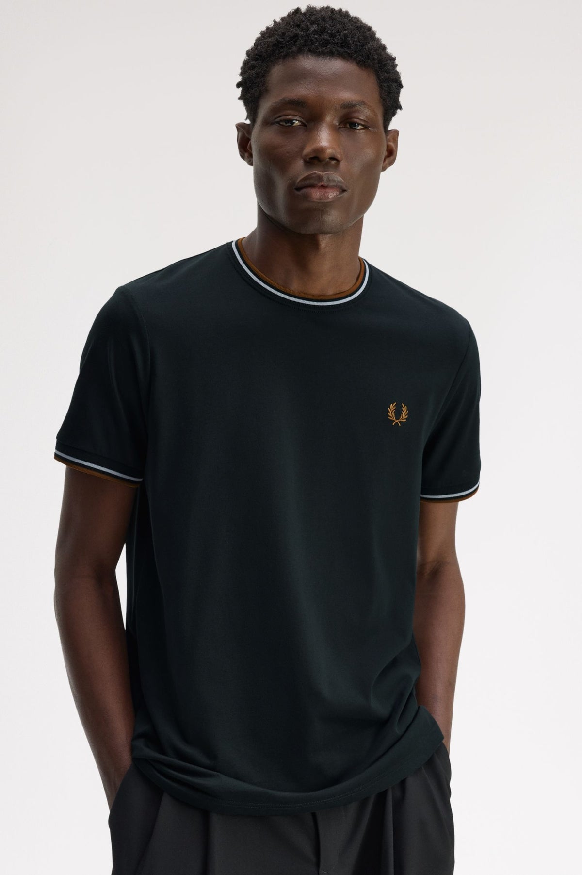 Fred Perry Twin Tipped T-Shirt Night Green / Dusky Blue / Dark Caramel