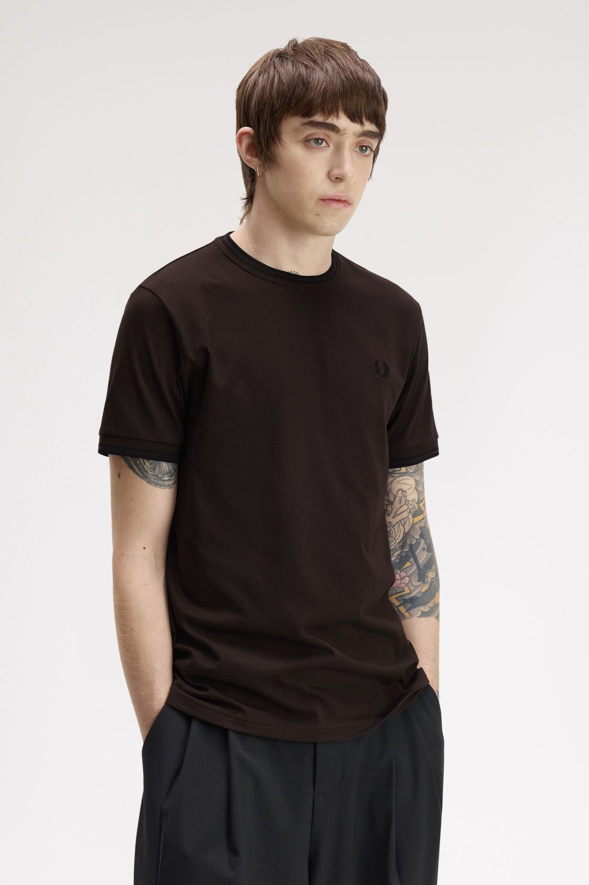 Fred Perry Twin Tipped T-Shirt Rich Brown / Black