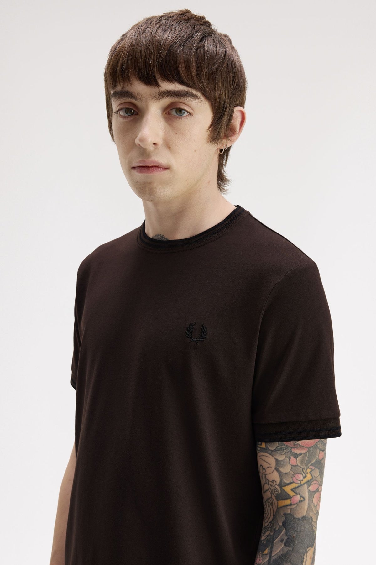 Fred Perry Twin Tipped T-Shirt Rich Brown / Black