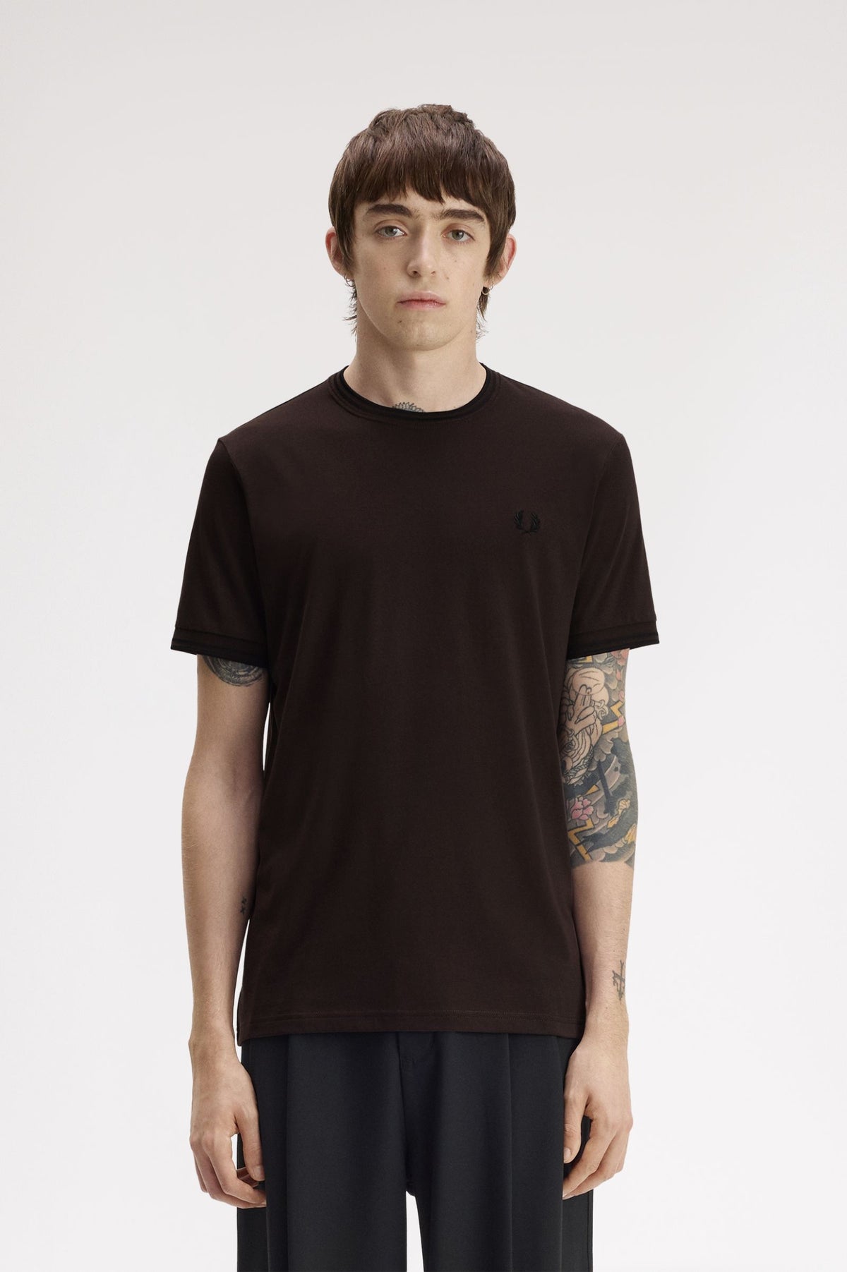 Fred Perry Twin Tipped T-Shirt Rich Brown / Black