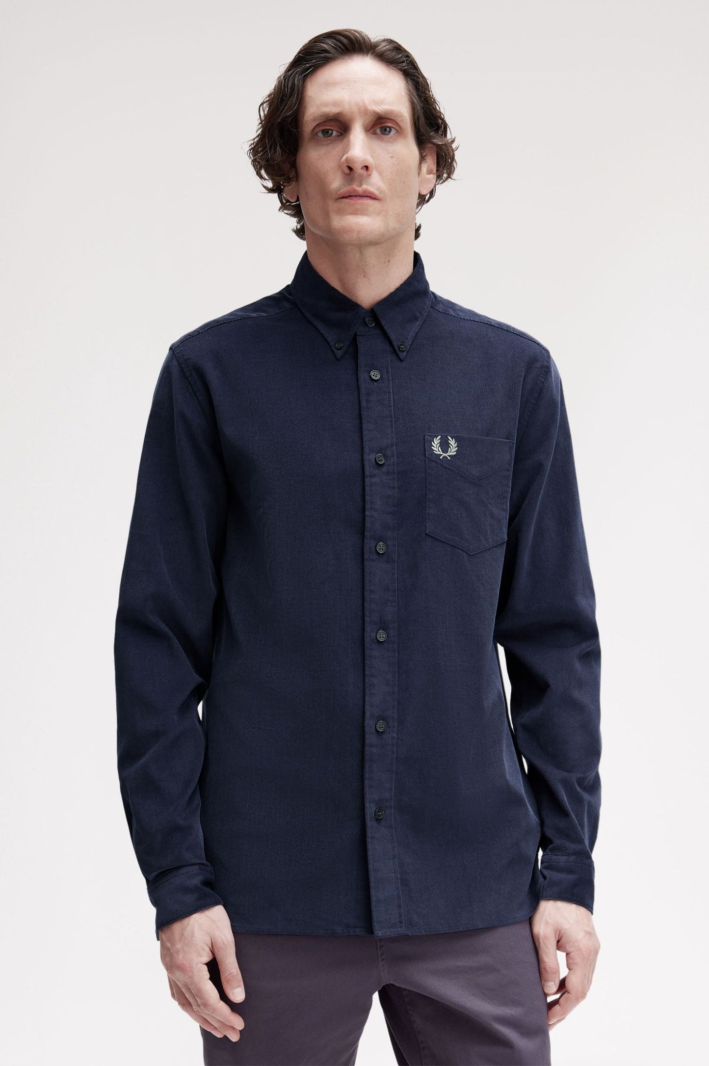 Fred Perry Needle Cord Shirt Navy