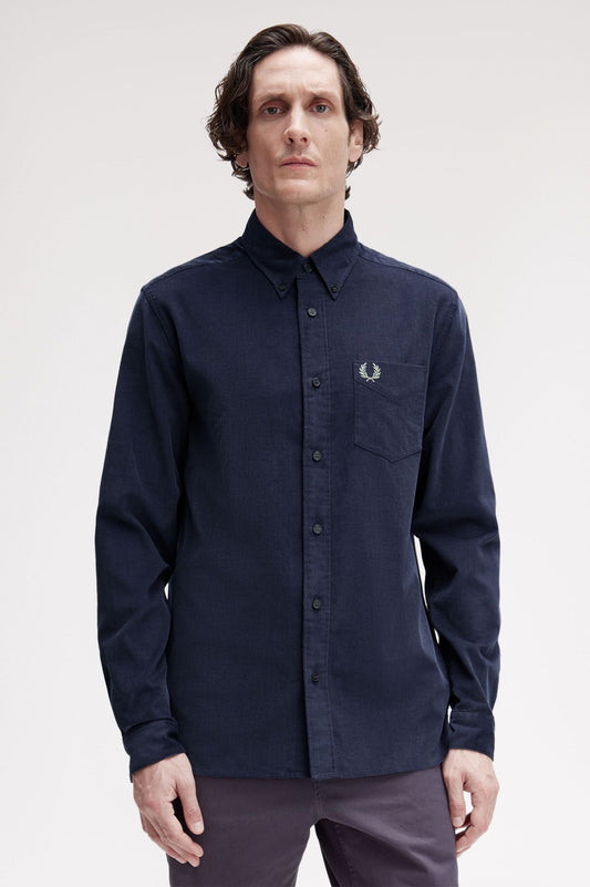 Fred Perry Needle Cord Shirt Navy
