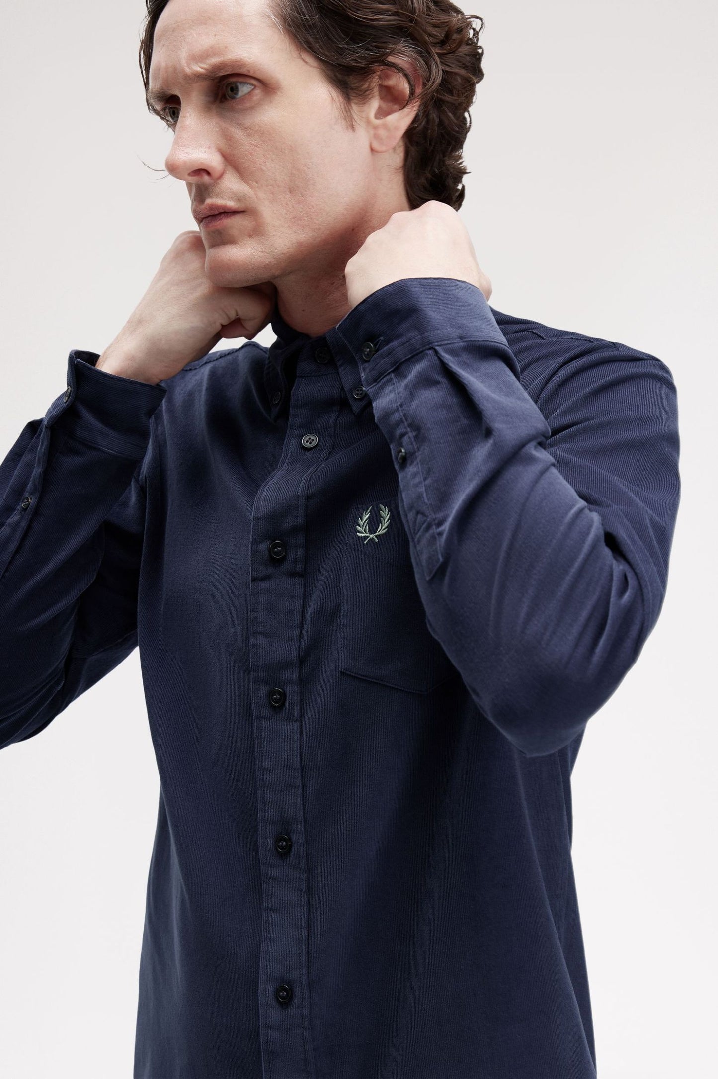 Fred Perry Needle Cord Shirt Navy