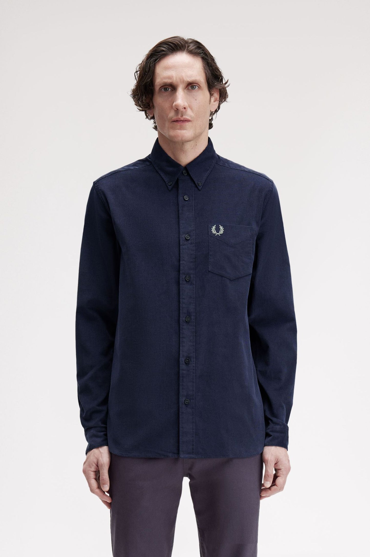Fred Perry Needle Cord Shirt Navy