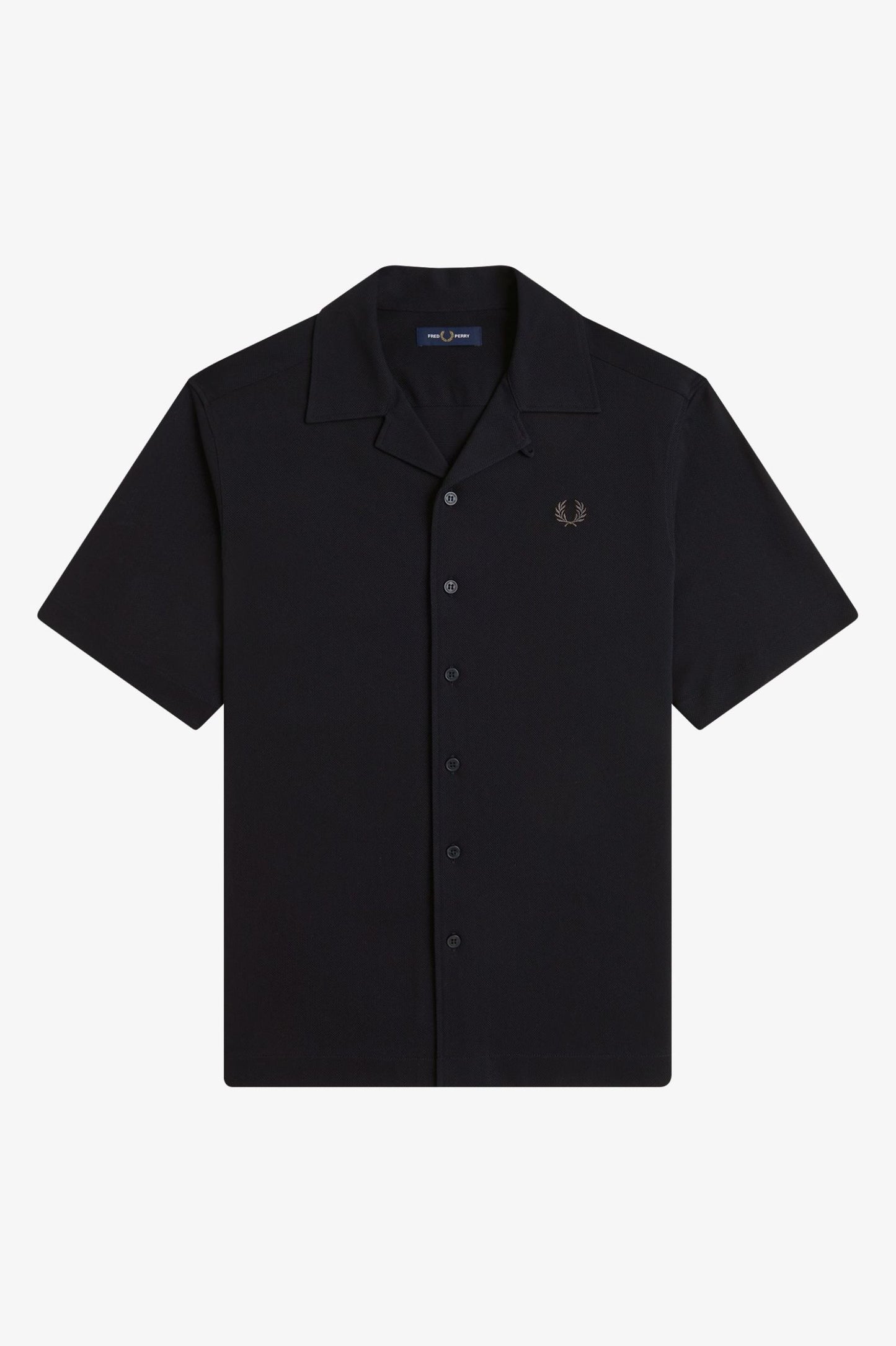 Fred Perry Compress Mesh Revere Collar Shirt Black
