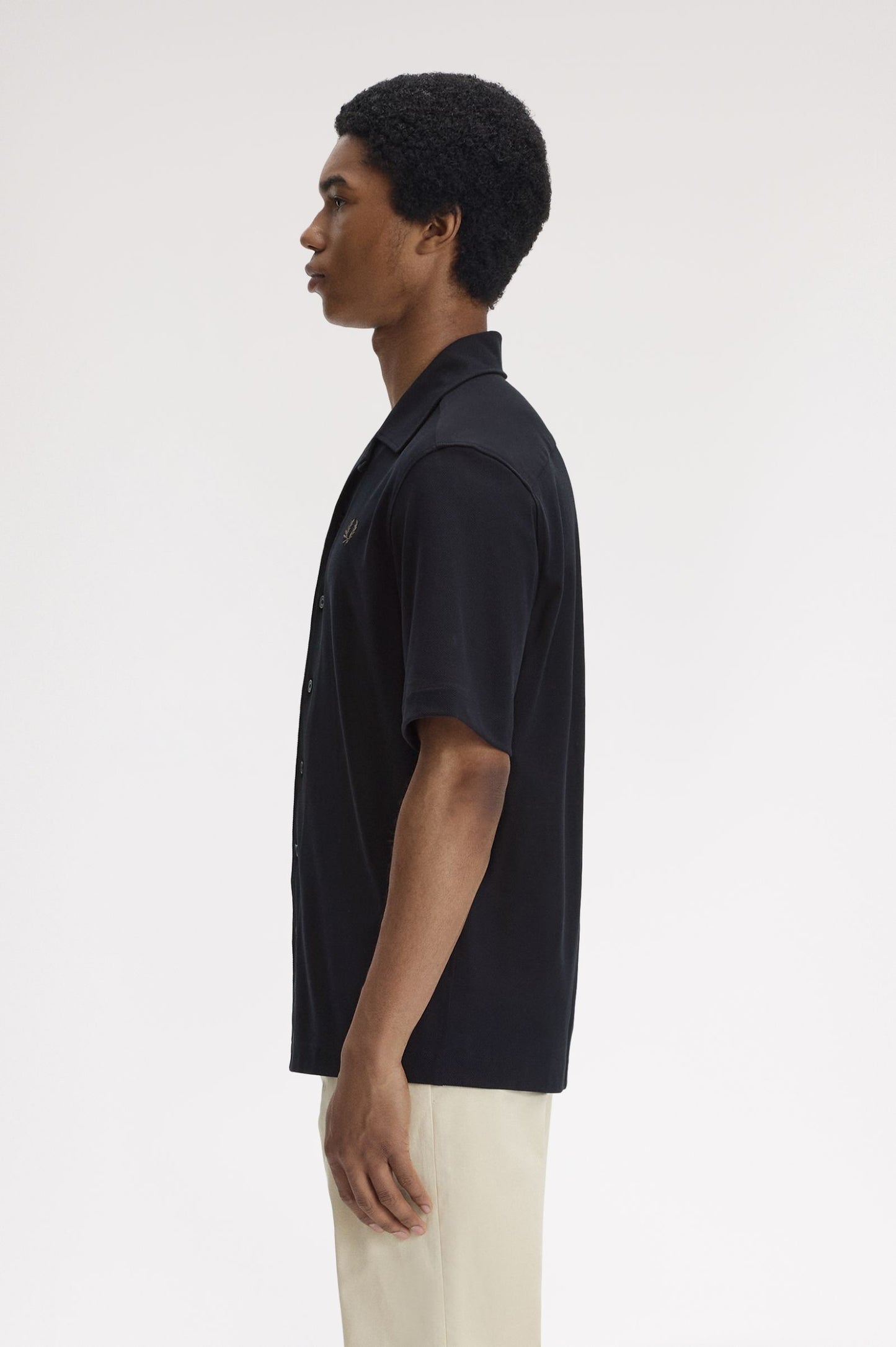Fred Perry Compress Mesh Revere Collar Shirt Black
