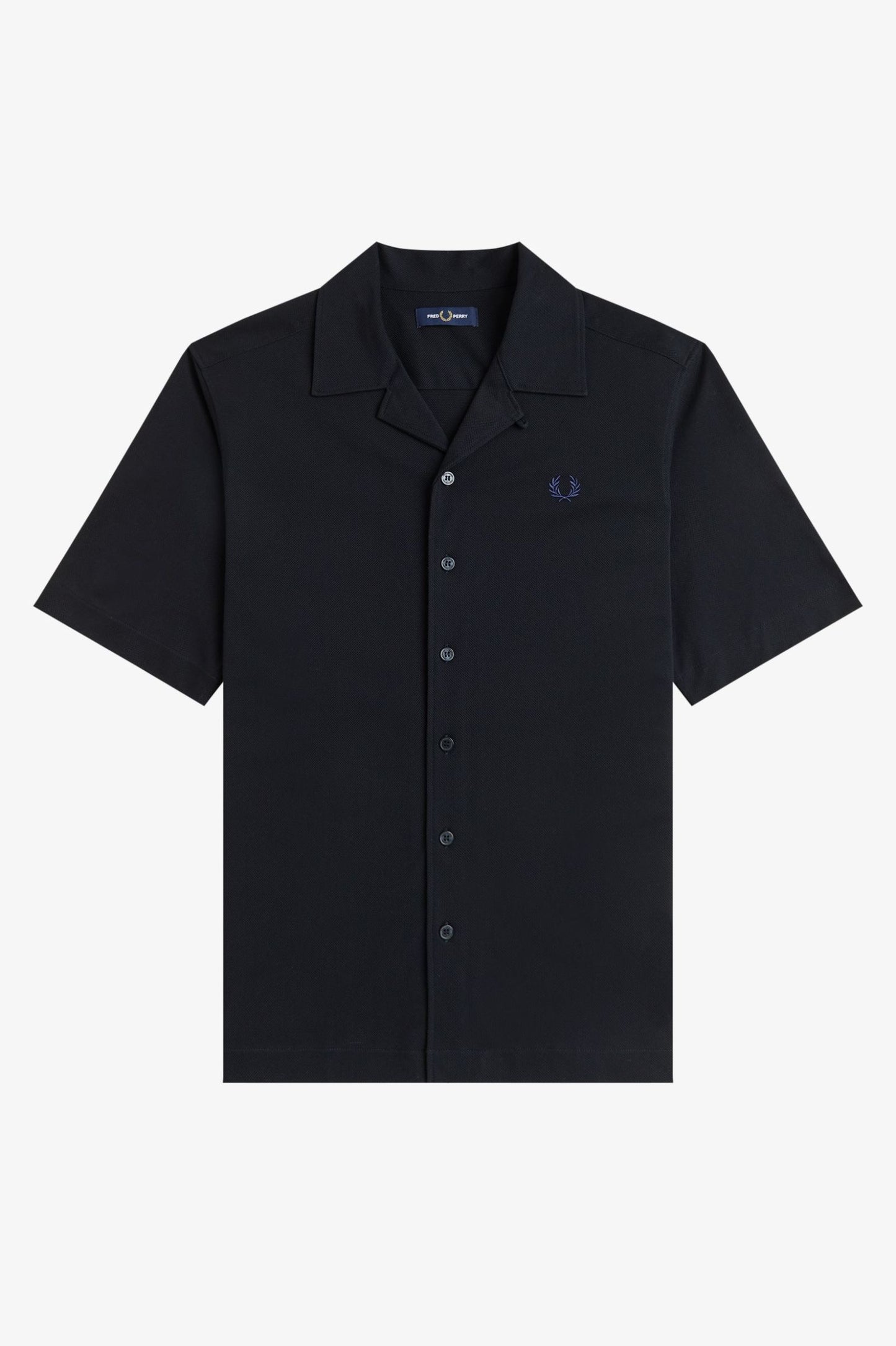 Fred Perry Compress Mesh Revere Collar Shirt Black