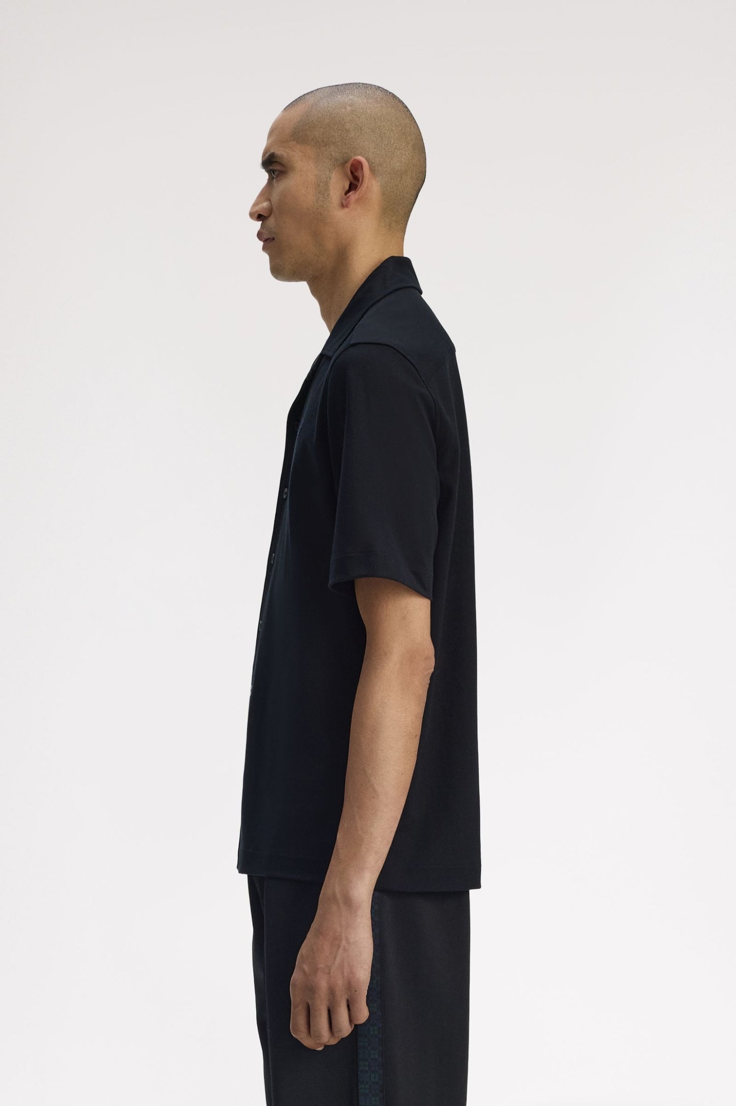 Fred Perry Compress Mesh Revere Collar Shirt Black