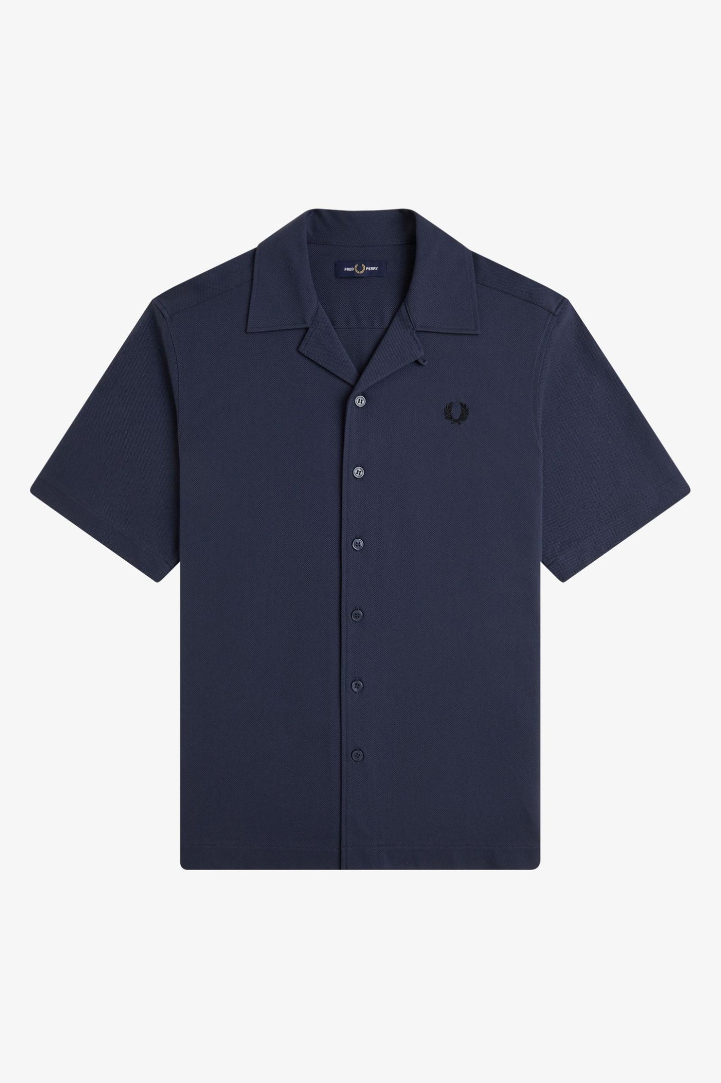 Fred Perry Compress Mesh Revere Collar Shirt Dark Airforce