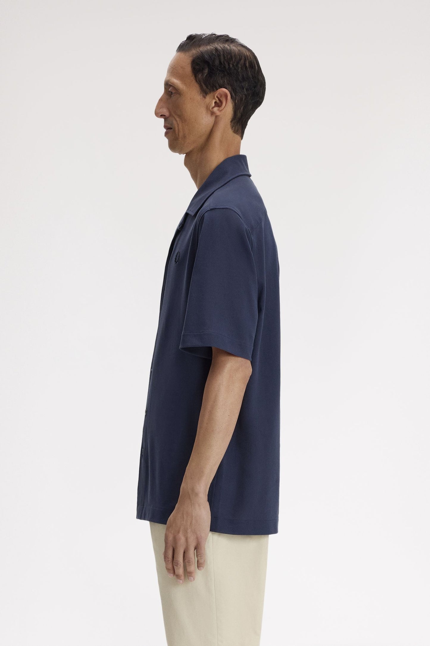 Fred Perry Compress Mesh Revere Collar Shirt Dark Airforce
