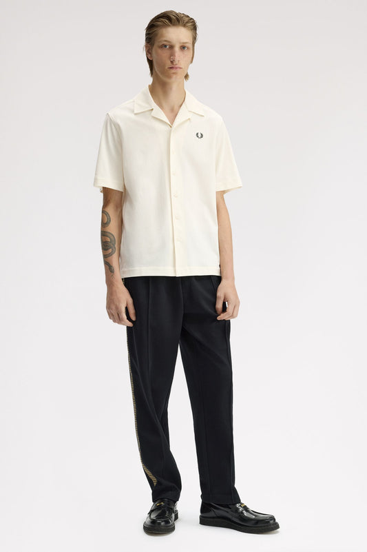 Fred Perry Compress Mesh Revere Collar Shirt Ecru