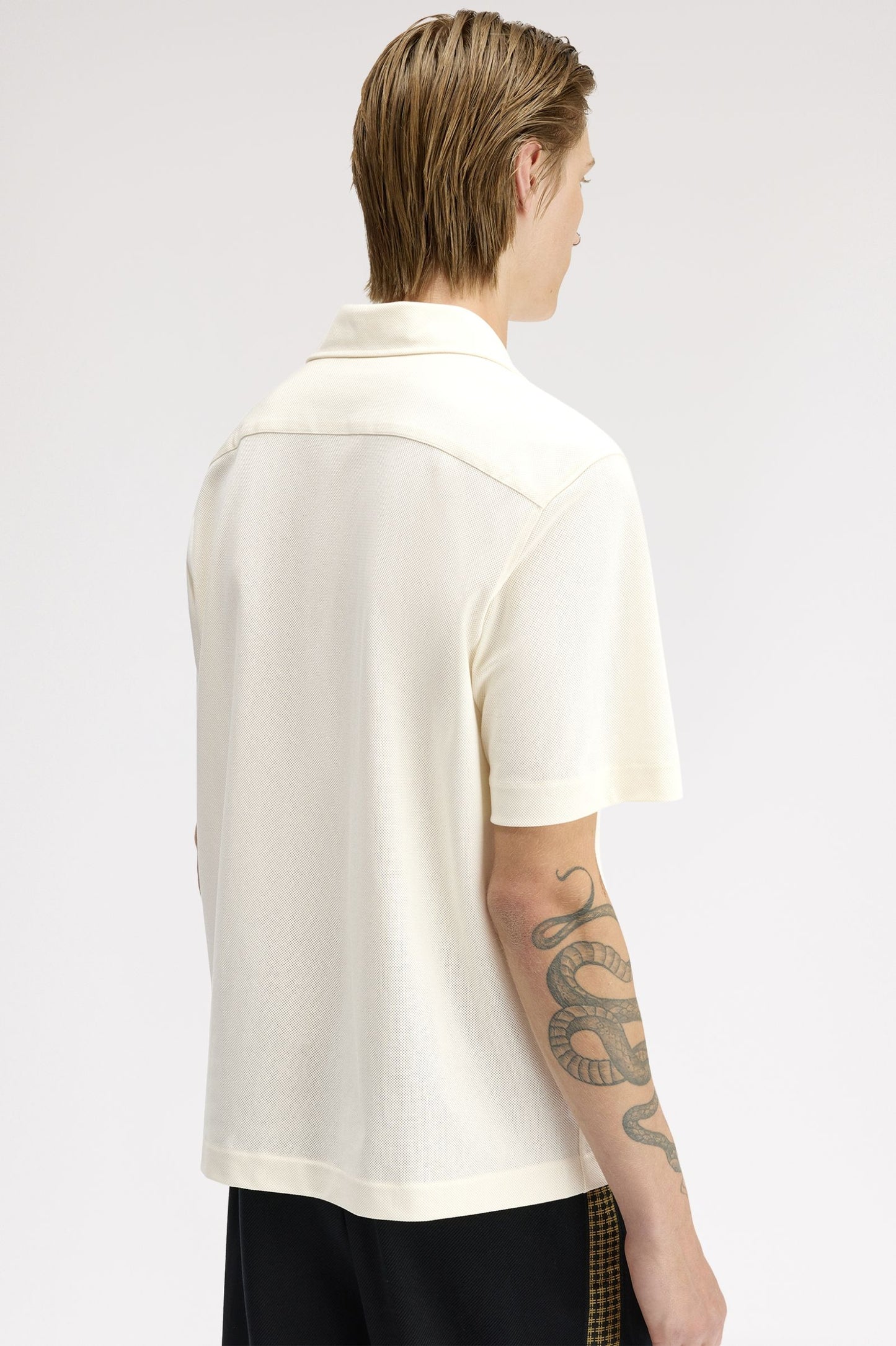 Fred Perry Compress Mesh Revere Collar Shirt Ecru