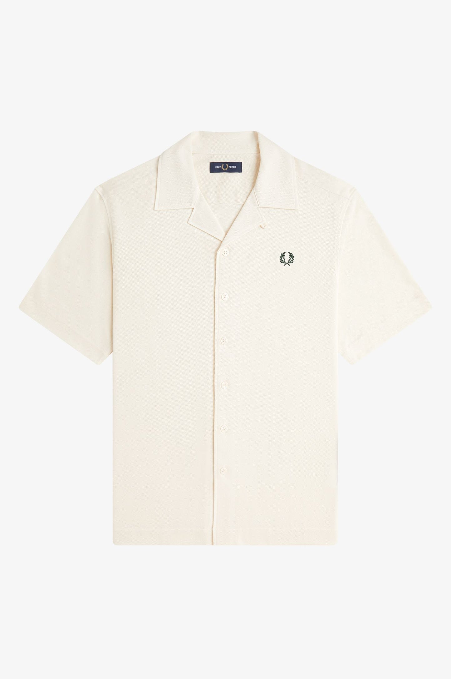 Fred Perry Compress Mesh Revere Collar Shirt Ecru