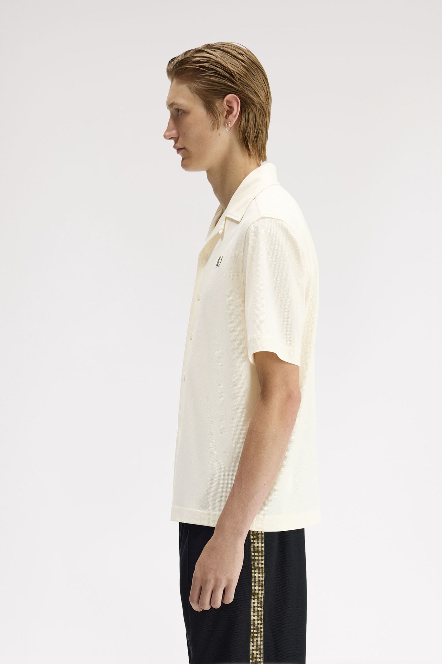 Fred Perry Compress Mesh Revere Collar Shirt Ecru