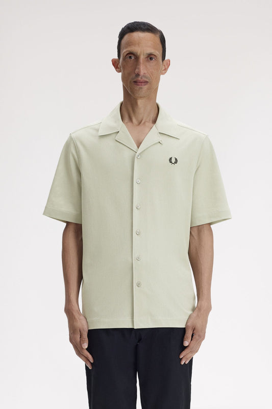 Fred Perry Compress Mesh Revere Collar Shirt Seagrass