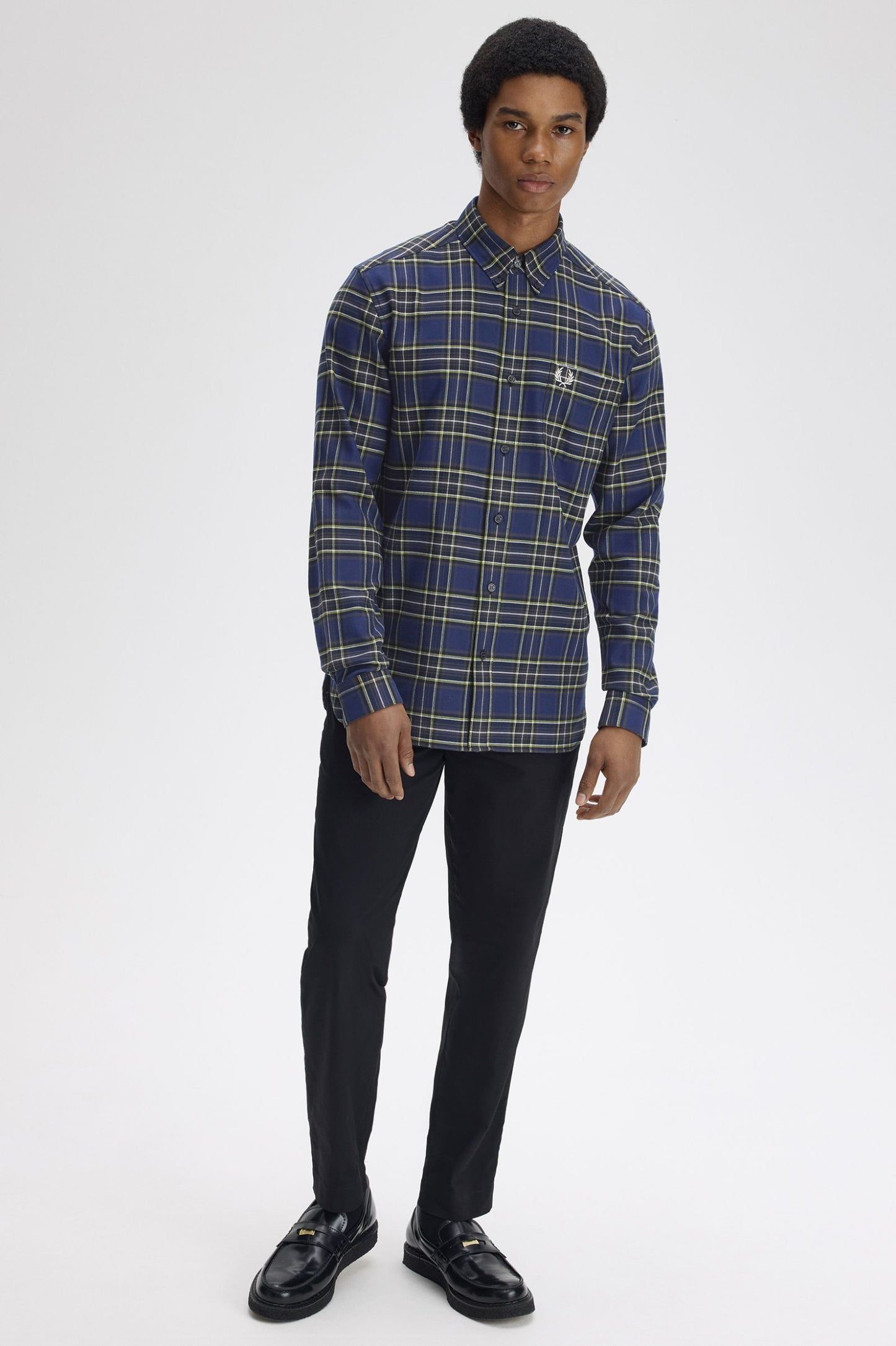 Fred Perry Brushed Twill Tartan Shirt French Navy