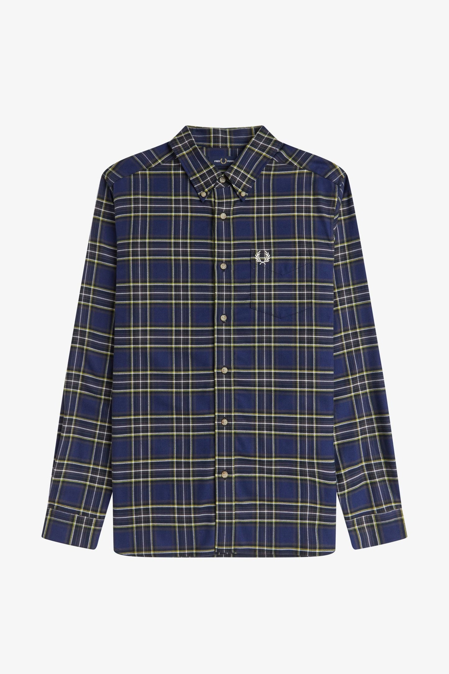 Fred Perry Brushed Twill Tartan Shirt French Navy