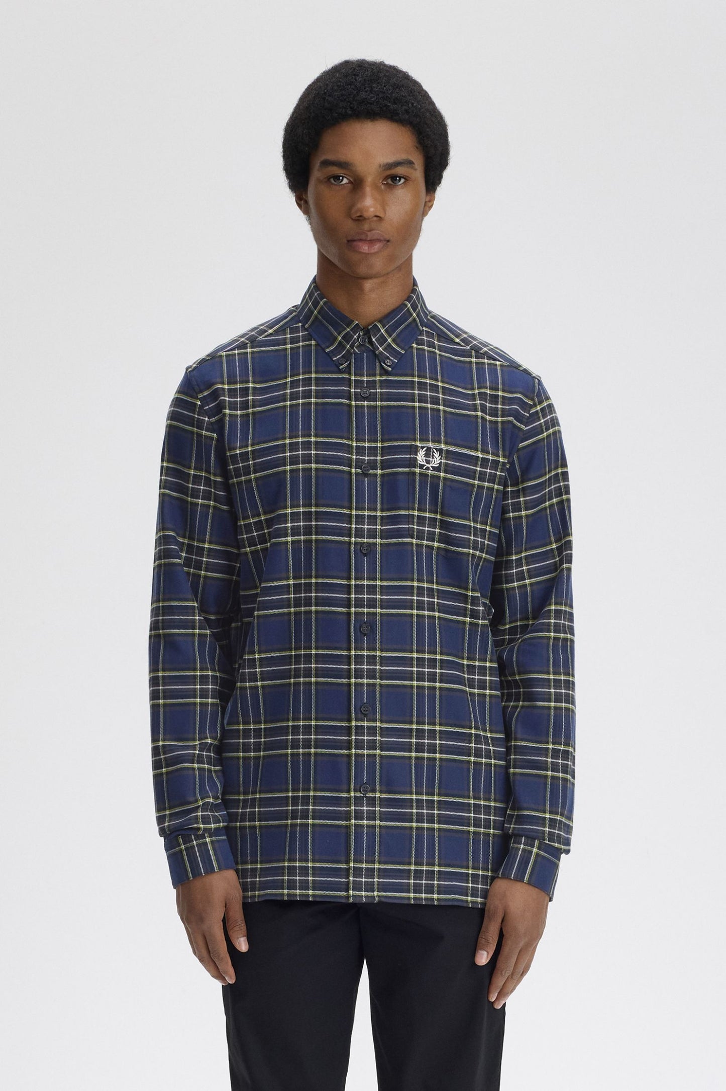 Fred Perry Brushed Twill Tartan Shirt French Navy