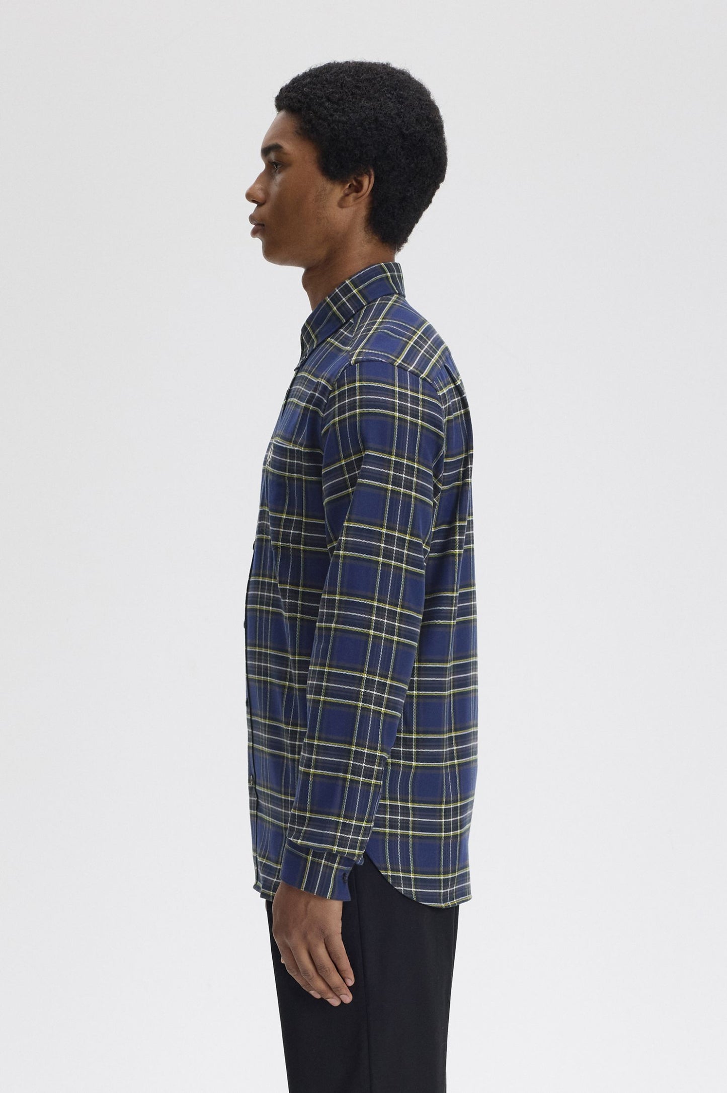 Fred Perry Brushed Twill Tartan Shirt French Navy