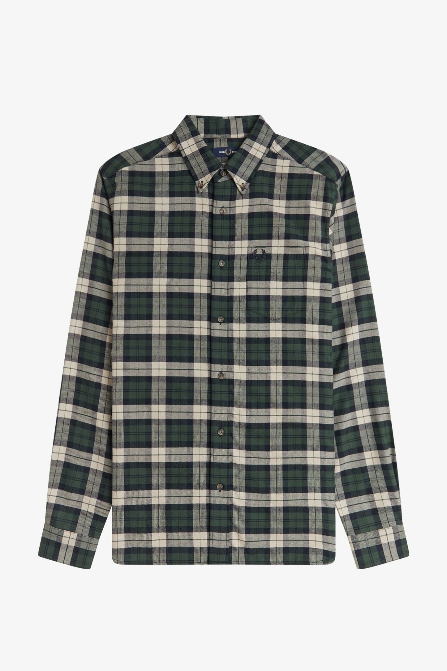 Fred Perry Brushed Twill Tartan Shirt Court Green