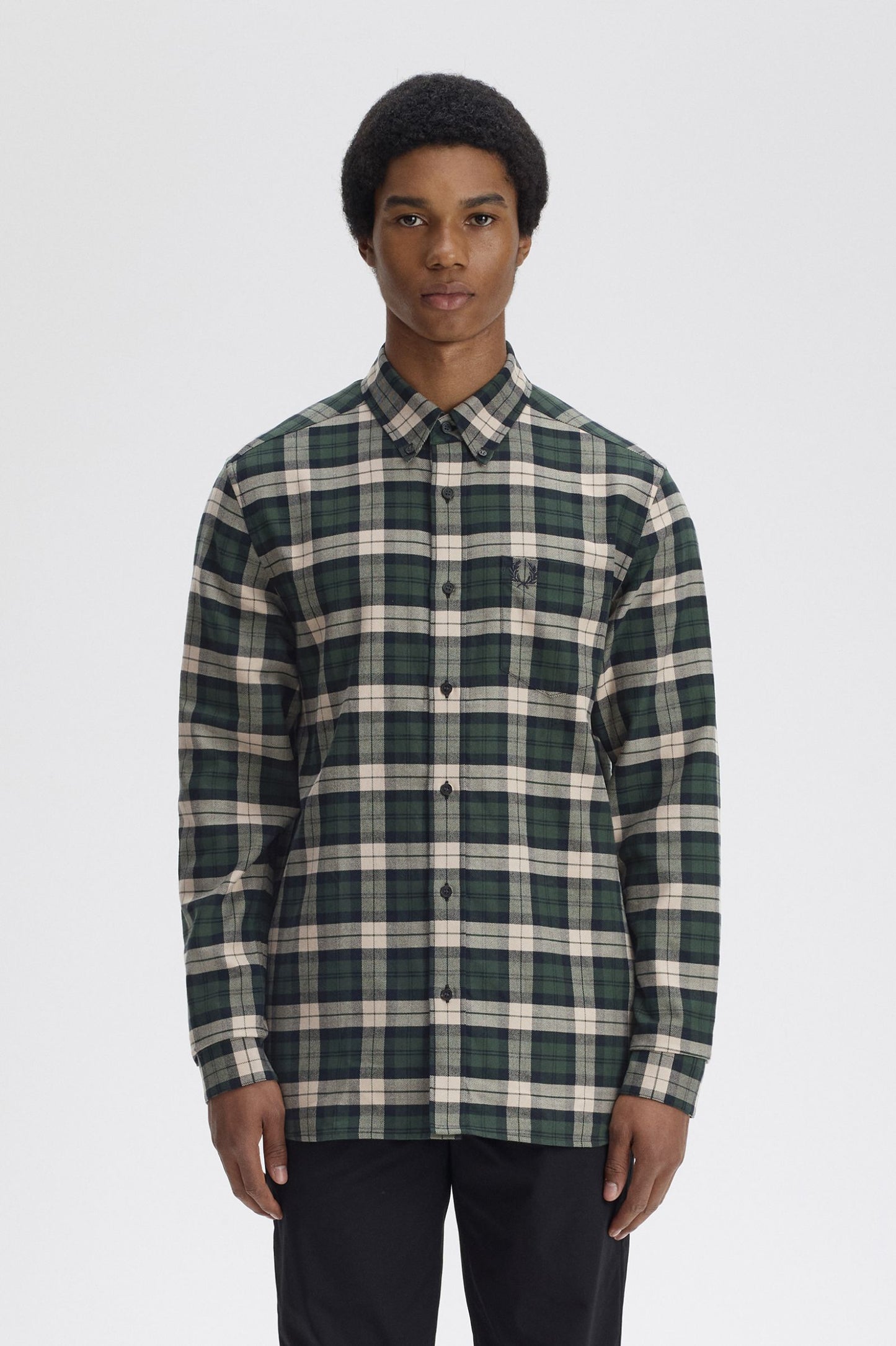 Fred Perry Brushed Twill Tartan Shirt Court Green