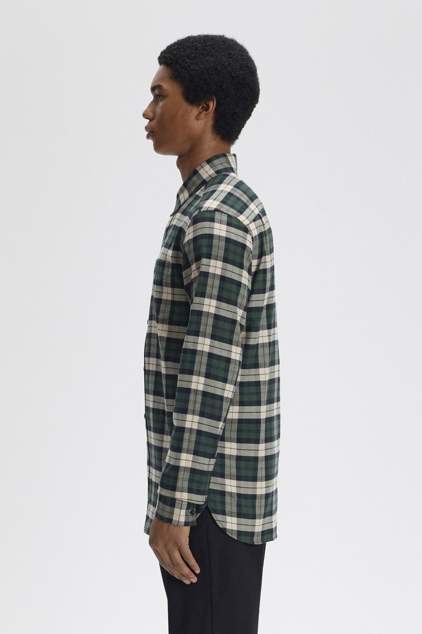 Fred Perry Brushed Twill Tartan Shirt Court Green