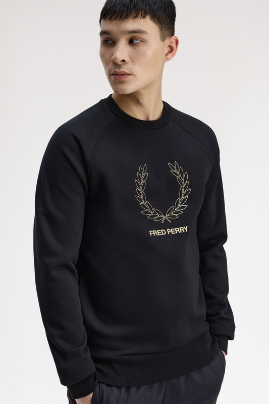 Fred Perry Outline Lrl Wrth Sweatshirt Black