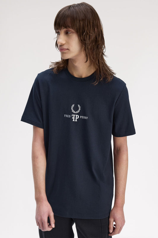 Fred Perry Monogram T-Shirt Navy / White