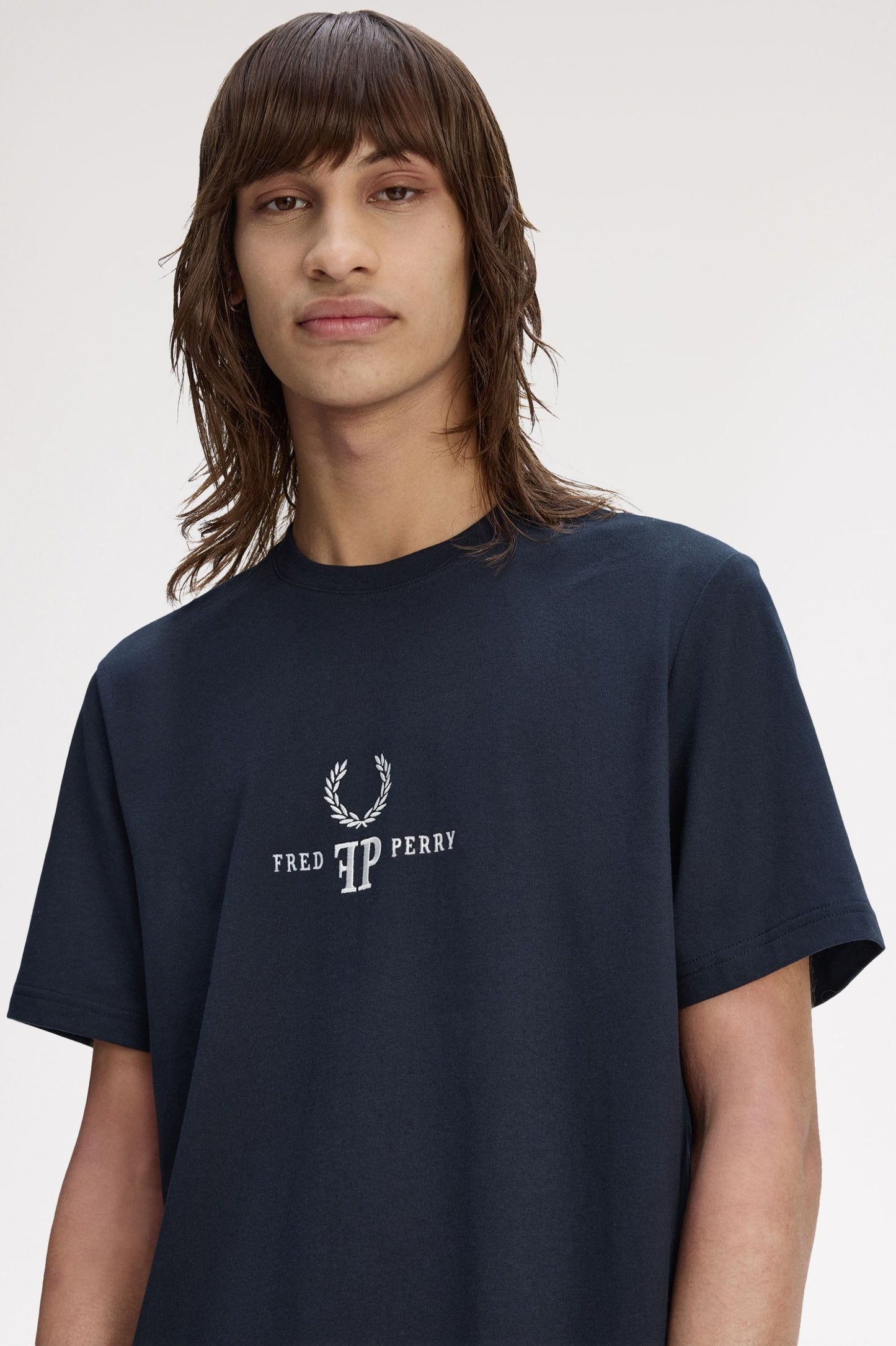 Fred Perry Monogram T-Shirt Navy / White