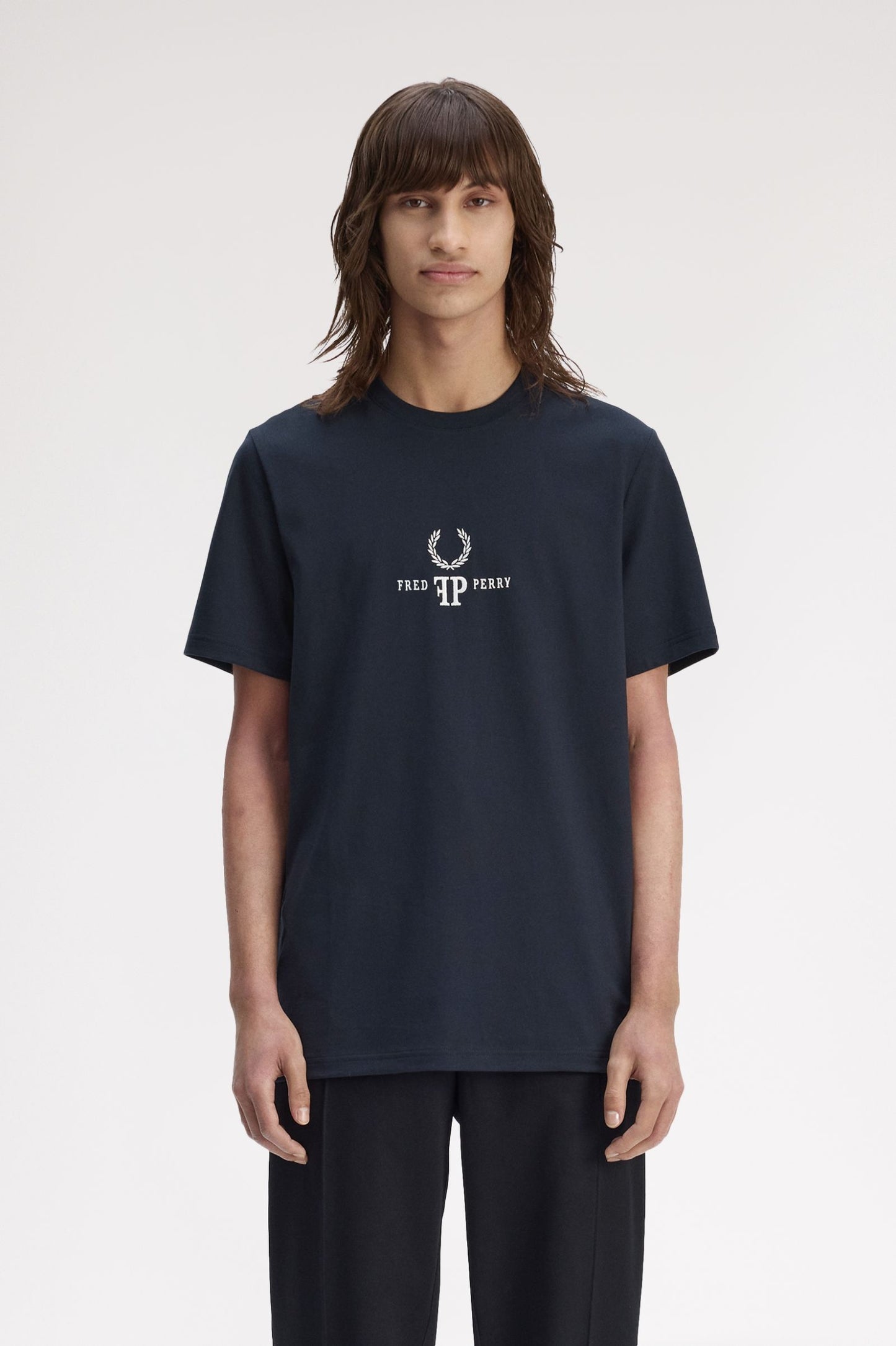 Fred Perry Monogram T-Shirt Navy / White